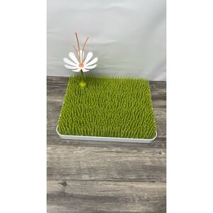 Boon Grass Baby Bottle Drying Rack Green w Flower Stem Countertop Organizer‎